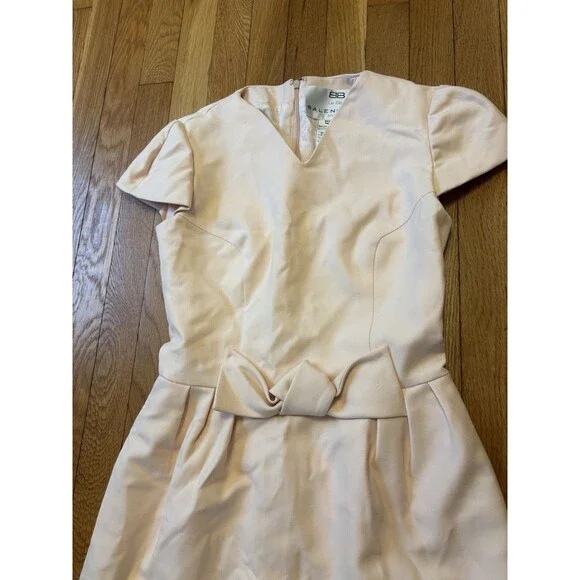 Balenciaga Paris Le Dix Light Pale Pink Shift Dress Bow Size 38 Wool Silk 4/6 - Picture 3 of 9